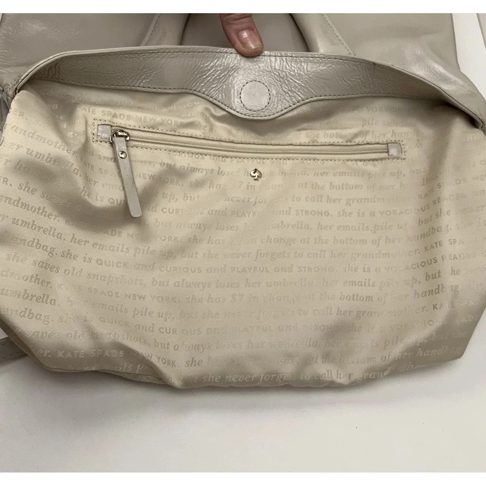 KATE SPADE New York Wellesley‎ Tote Satchel Taupe Patent Leather Shoulder Purse